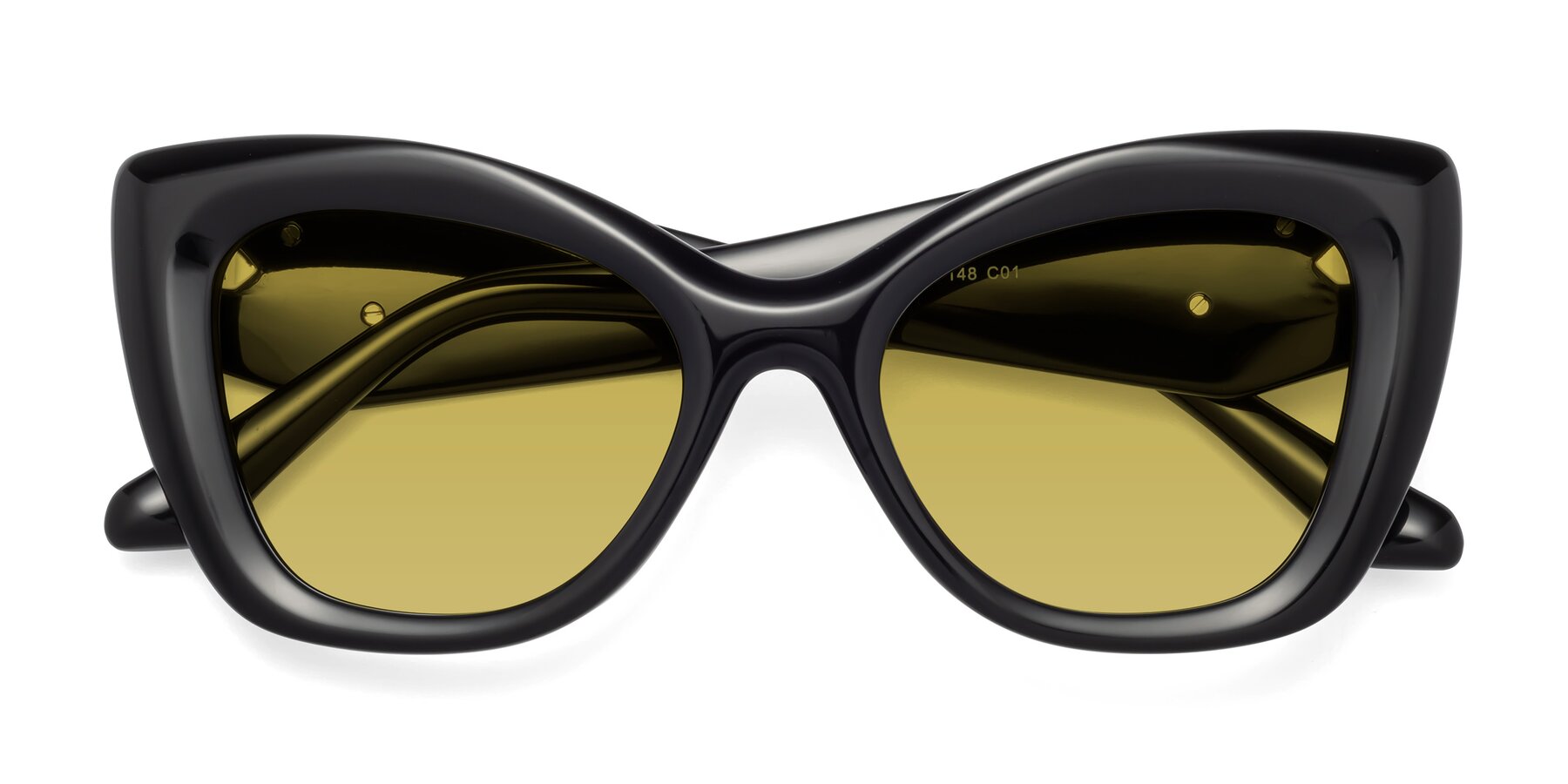 Folded Front of Riffe in Black with Champagne Tinted Lenses
