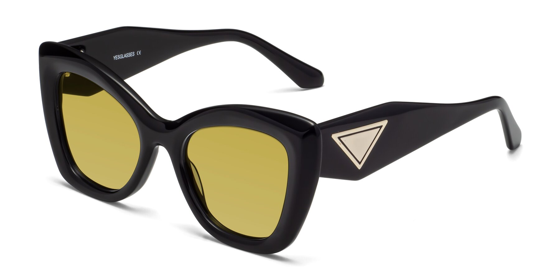Angle of Riffe in Black with Champagne Tinted Lenses