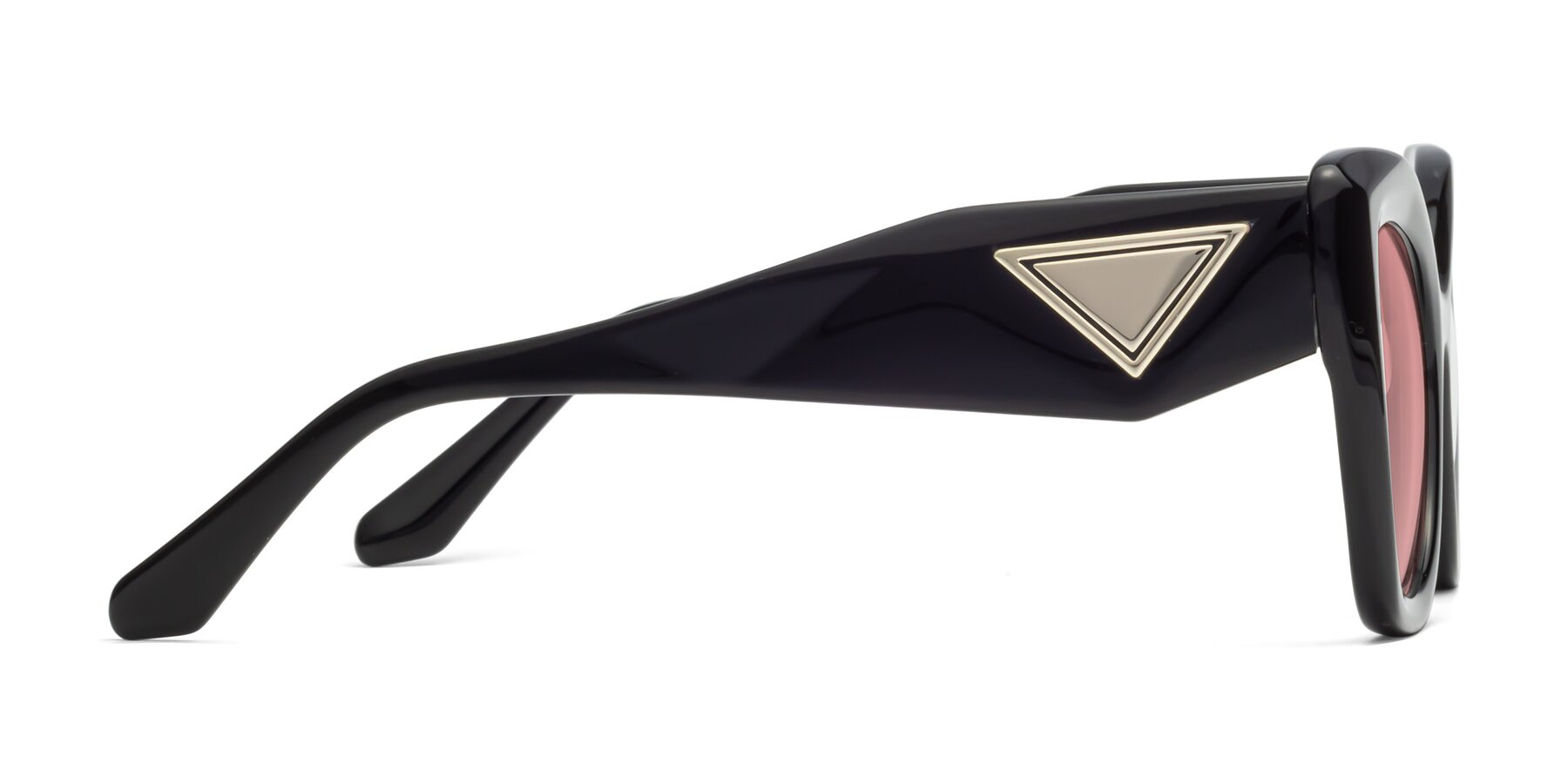 Side of Riffe in Black with Medium Garnet Tinted Lenses