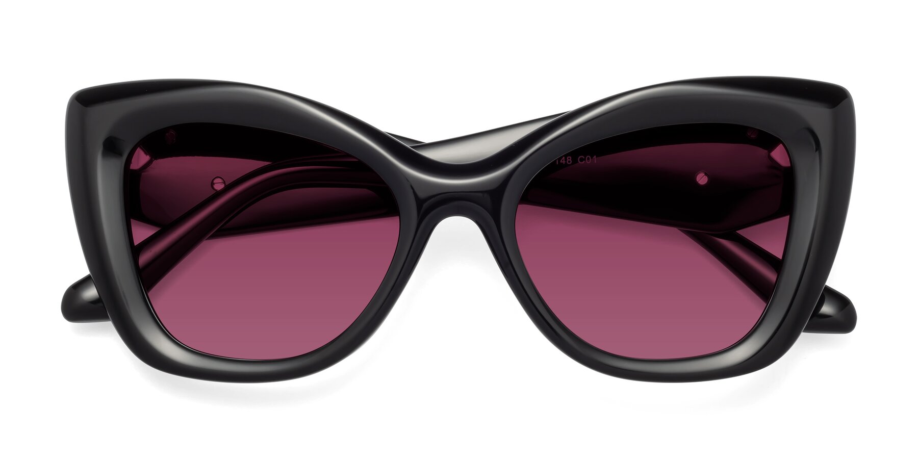 Folded Front of Riffe in Black with Wine Tinted Lenses