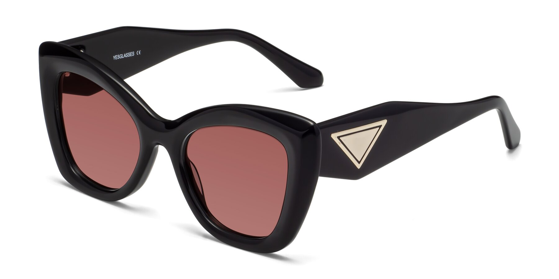 Angle of Riffe in Black with Garnet Tinted Lenses