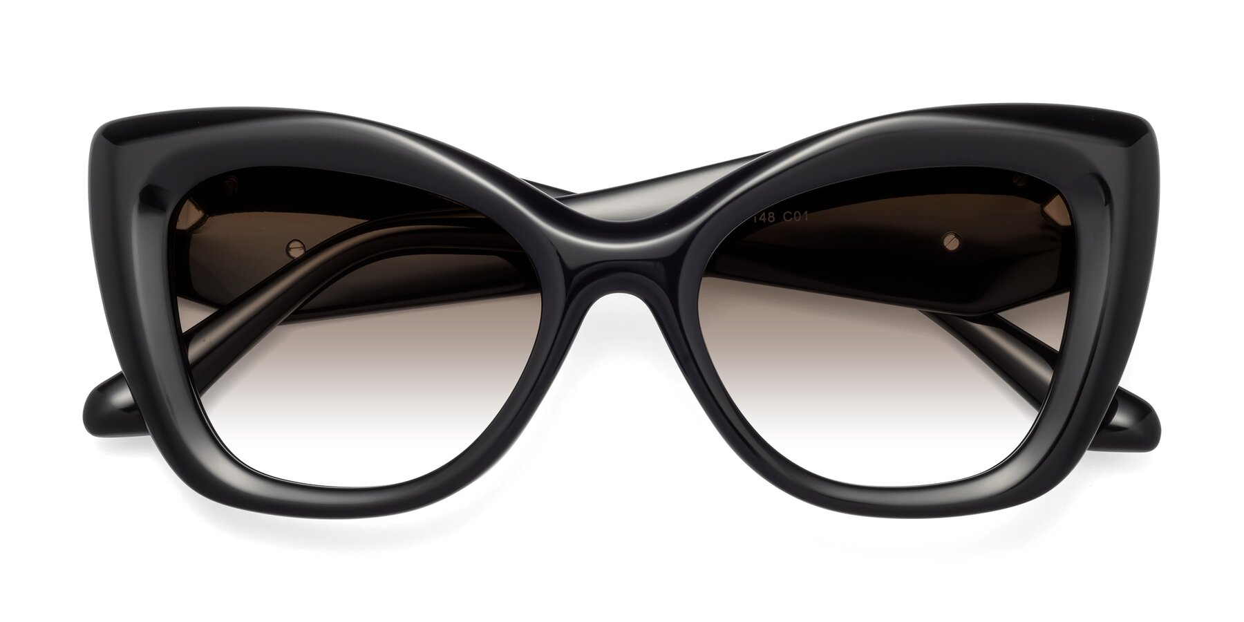 Folded Front of Riffe in Black with Brown Gradient Lenses