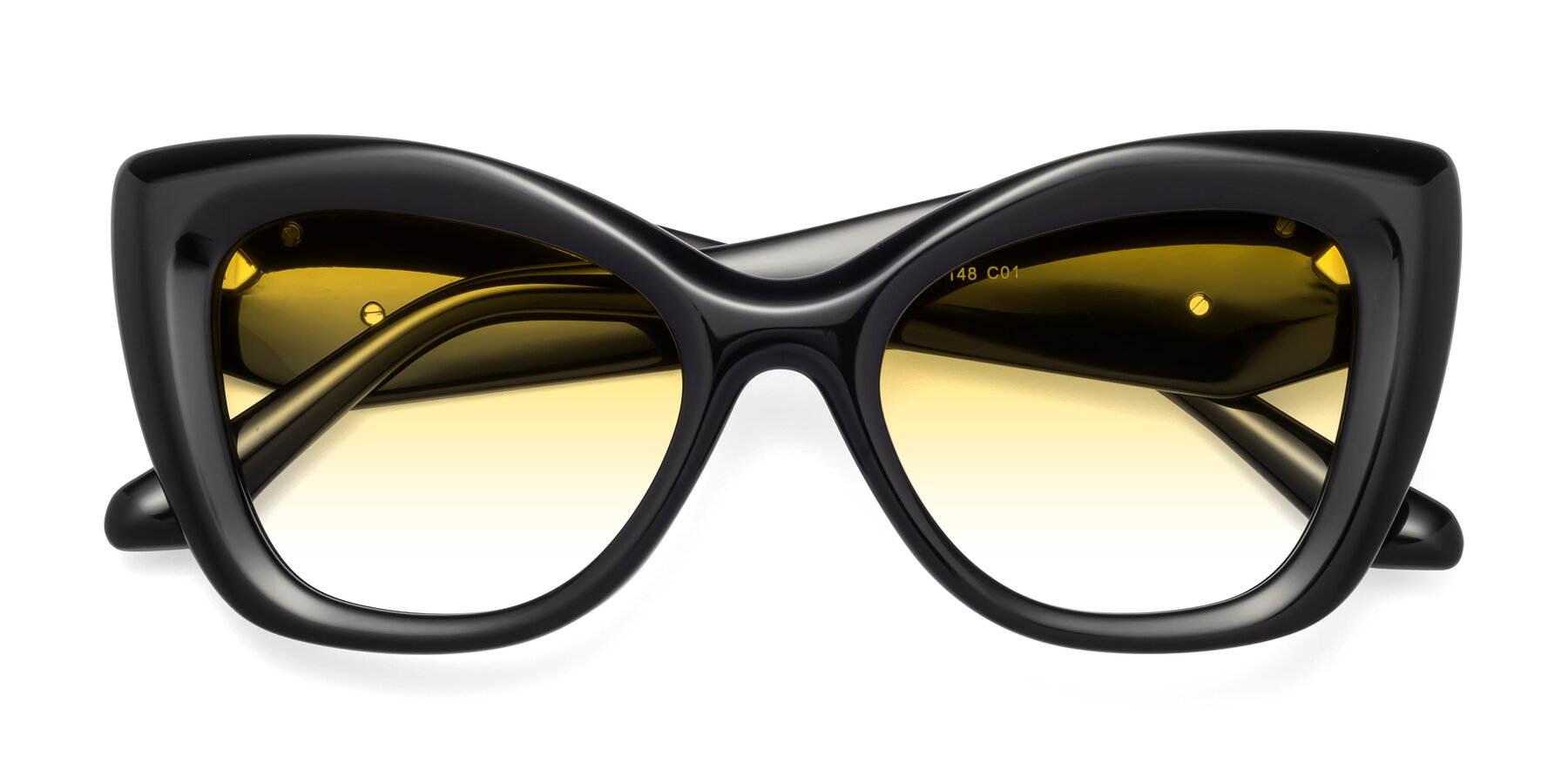 Folded Front of Riffe in Black with Yellow Gradient Lenses