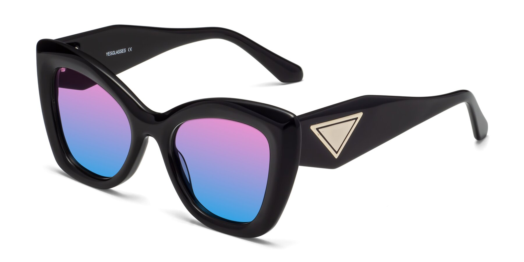 Angle of Riffe in Black with Pink / Blue Gradient Lenses