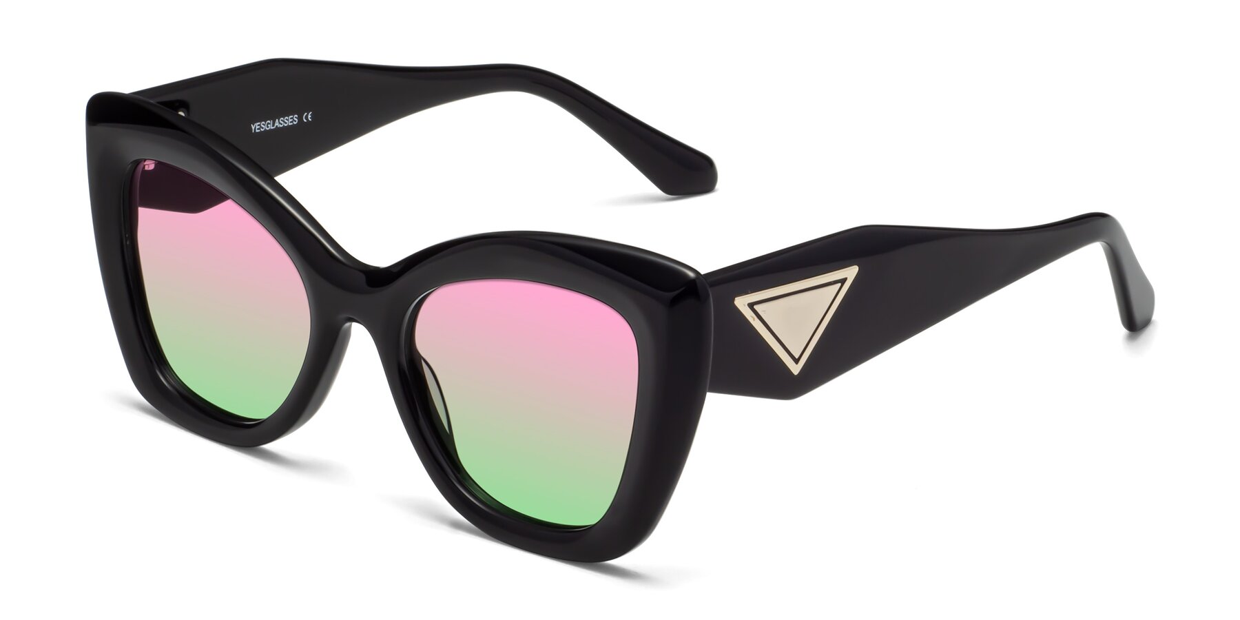 Angle of Riffe in Black with Pink / Green Gradient Lenses
