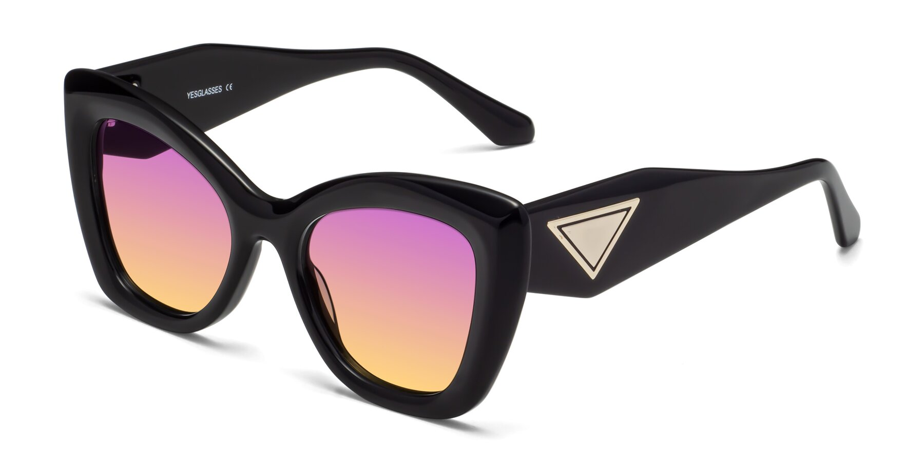 Angle of Riffe in Black with Purple / Yellow Gradient Lenses