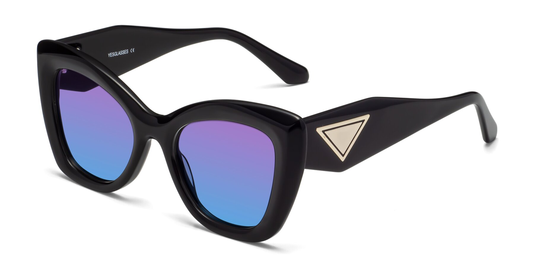 Angle of Riffe in Black with Purple / Blue Gradient Lenses