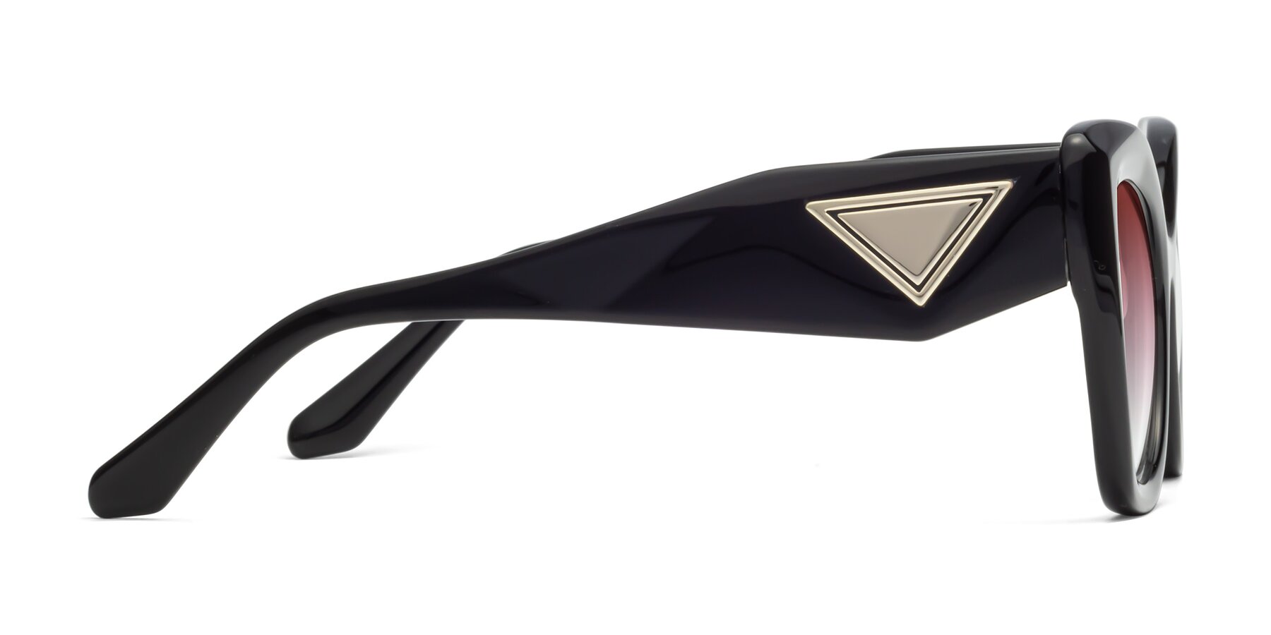 Side of Riffe in Black with Garnet Gradient Lenses