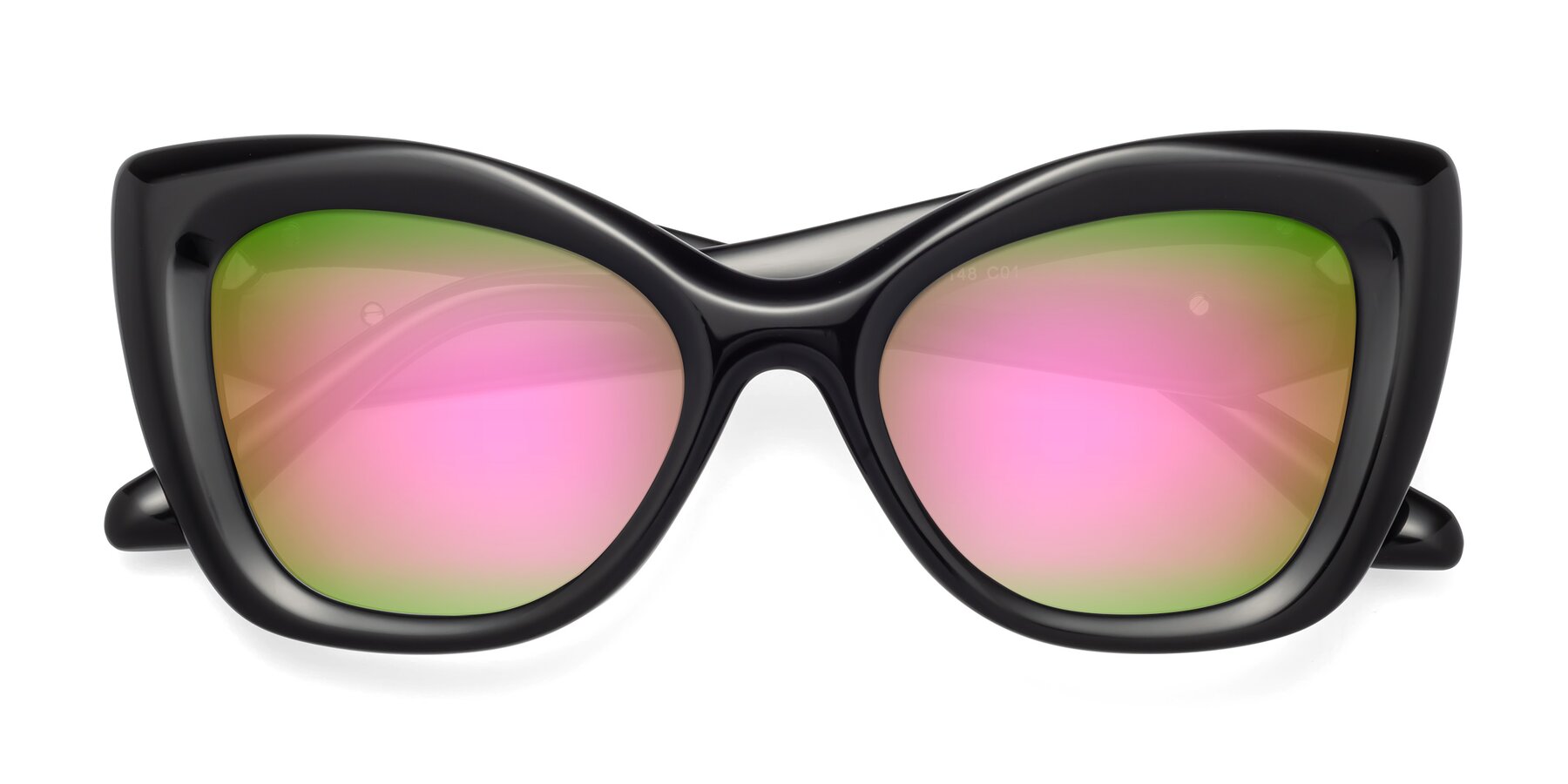 Folded Front of Riffe in Black with Pink Mirrored Lenses
