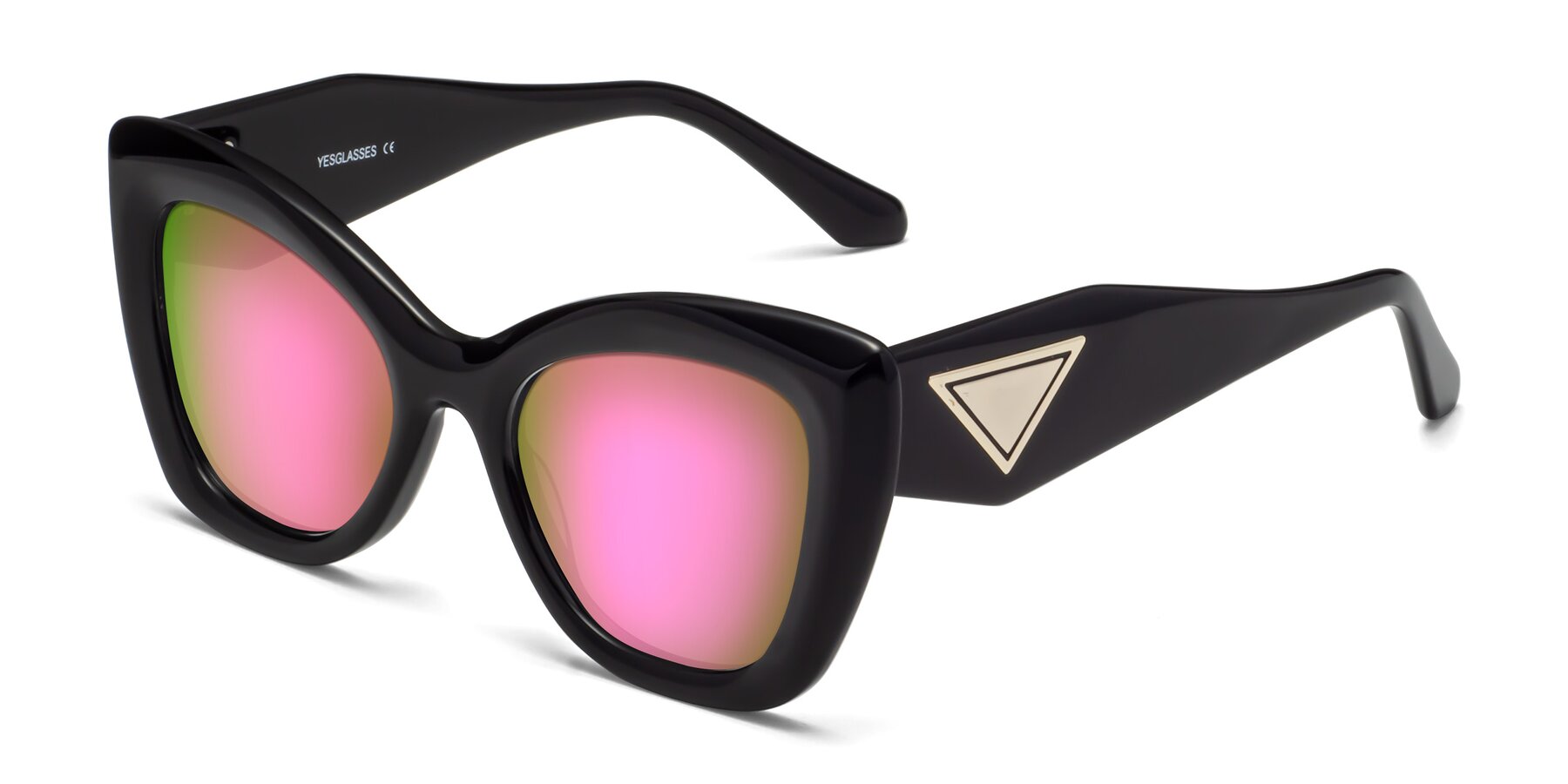 Angle of Riffe in Black with Pink Mirrored Lenses
