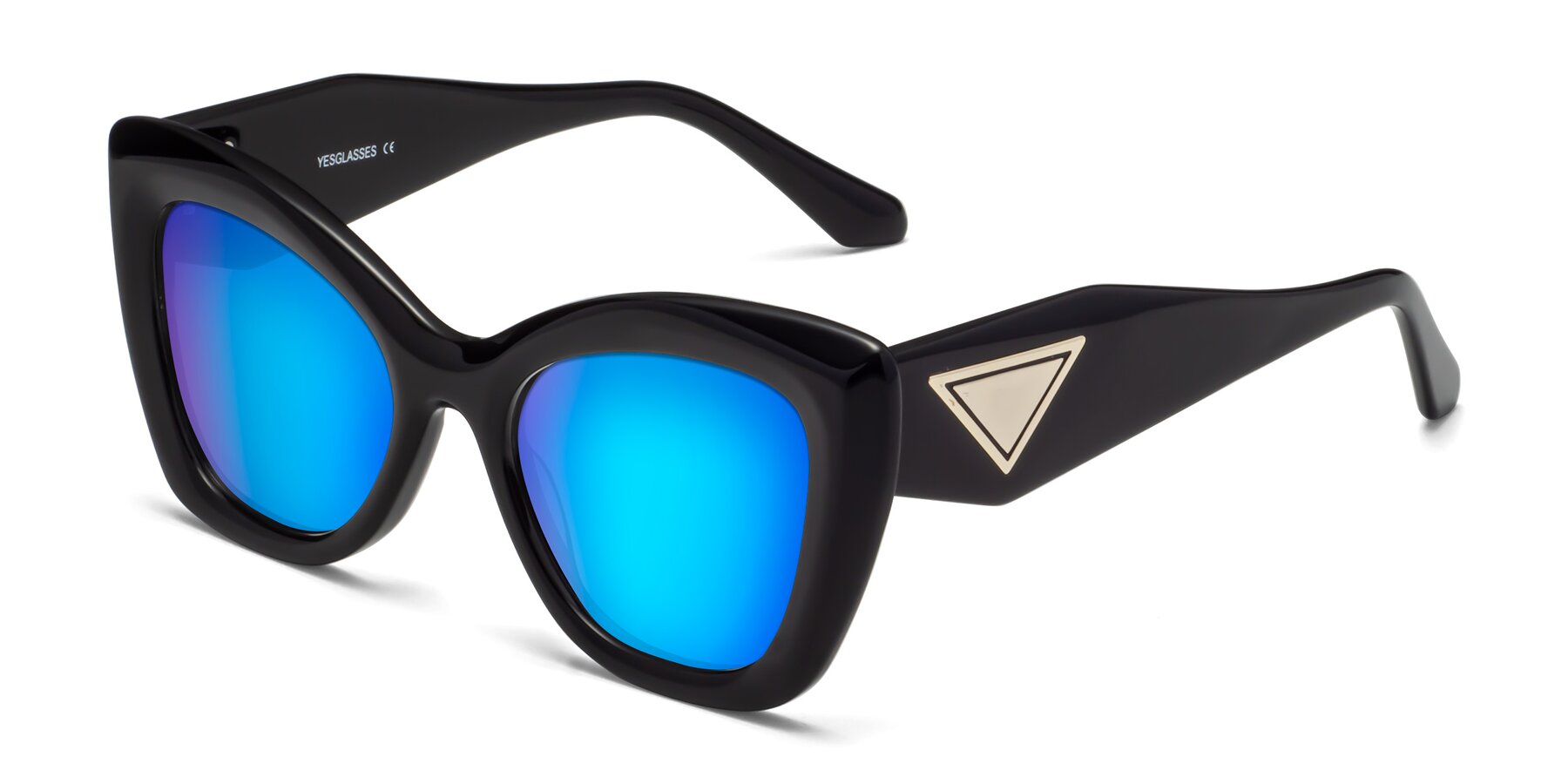 Angle of Riffe in Black with Blue Mirrored Lenses