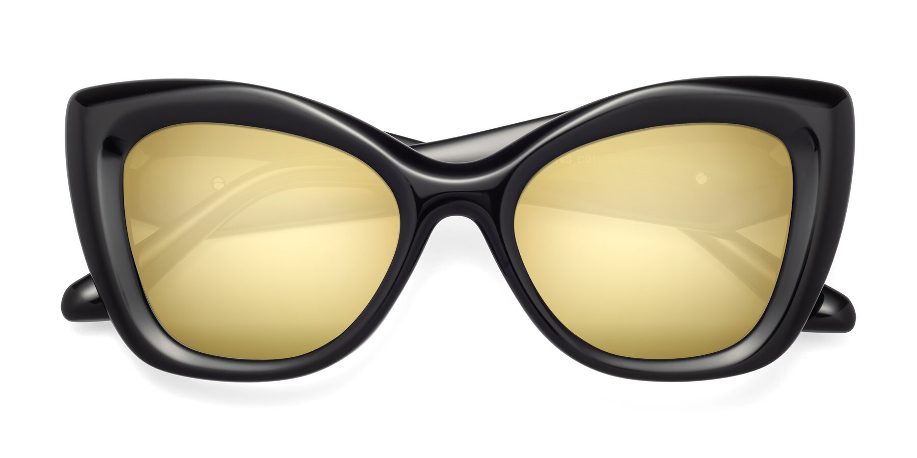 Folded Front of Riffe in Black with Gold Mirrored Lenses