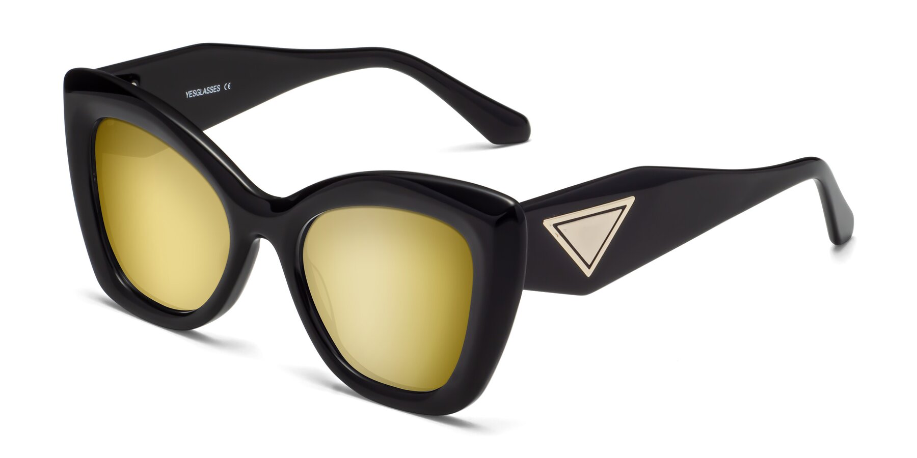 Angle of Riffe in Black with Gold Mirrored Lenses