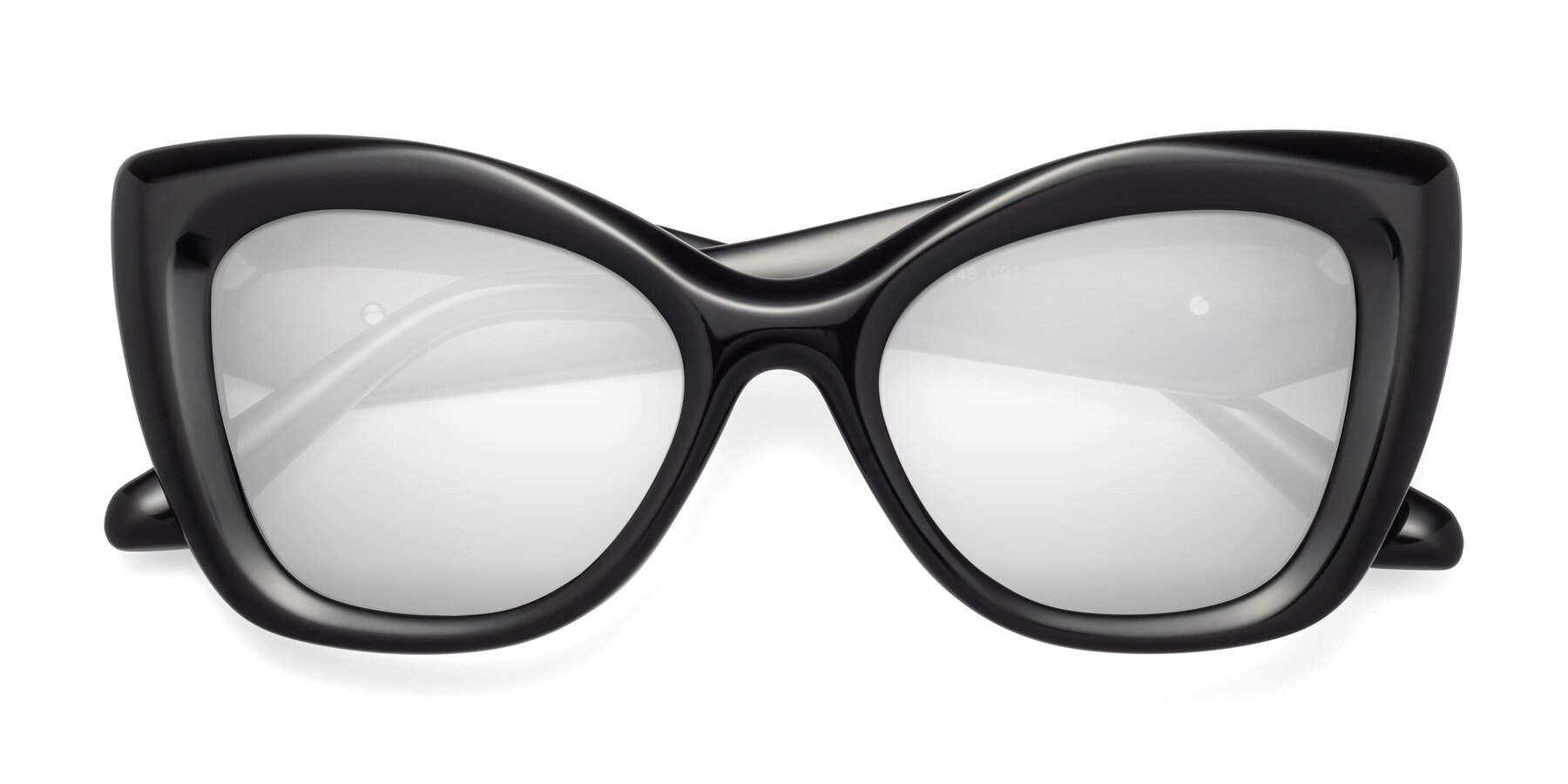 Folded Front of Riffe in Black with Silver Mirrored Lenses