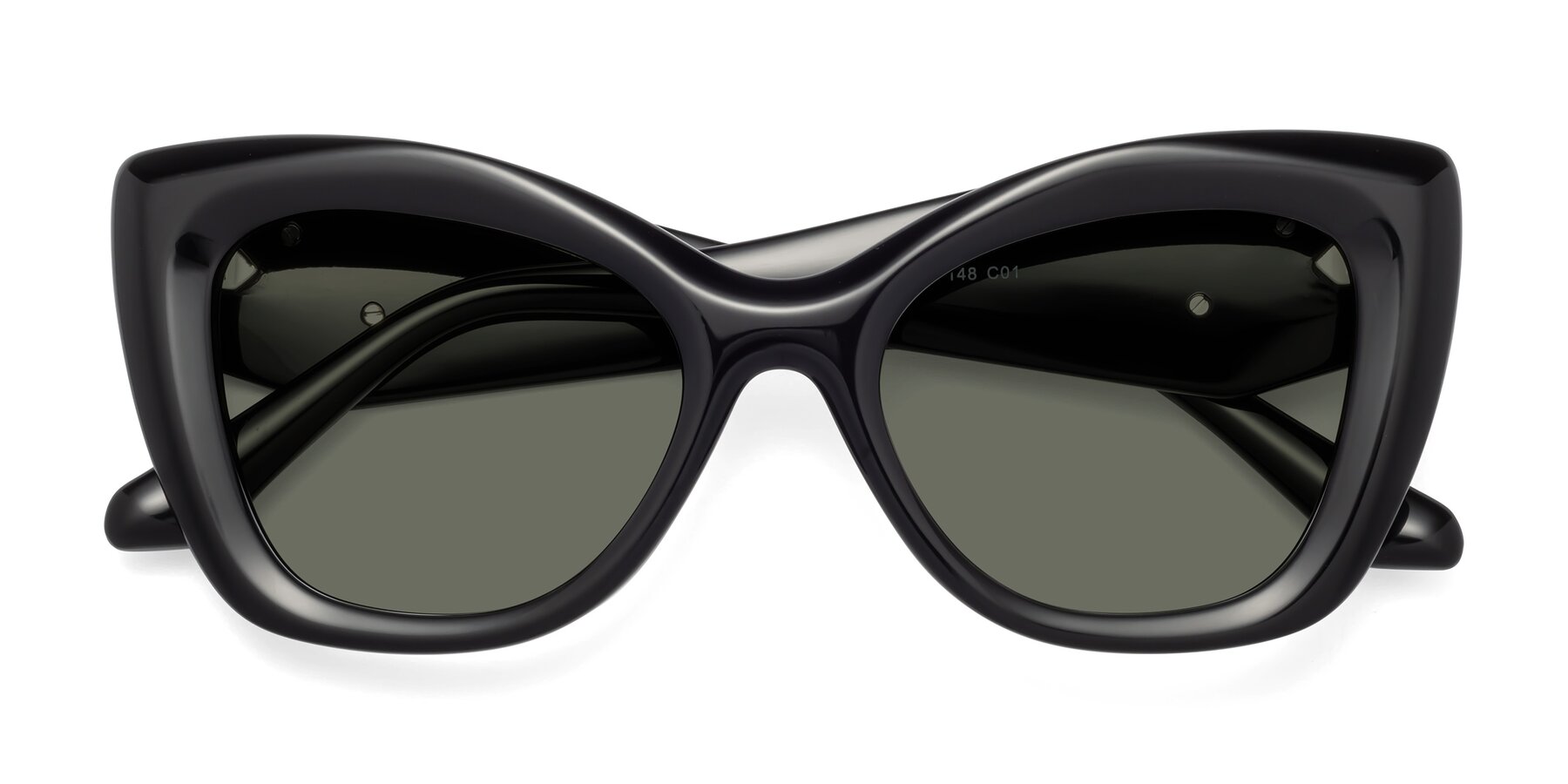 Folded Front of Riffe in Black with Gray Polarized Lenses