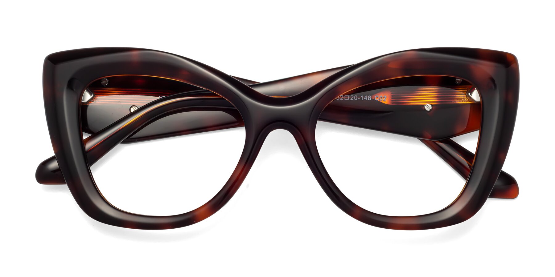 Folded Front of Riffe in Tortoise with Clear Eyeglass Lenses