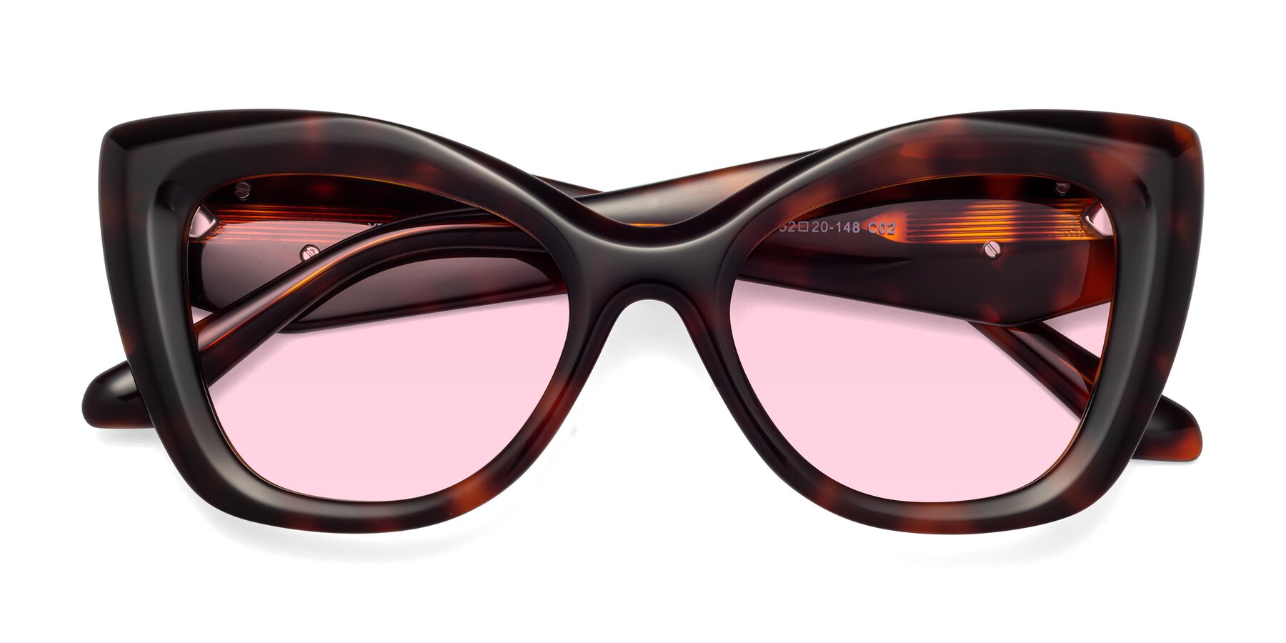 Folded Front of Riffe in Tortoise with Light Pink Tinted Lenses