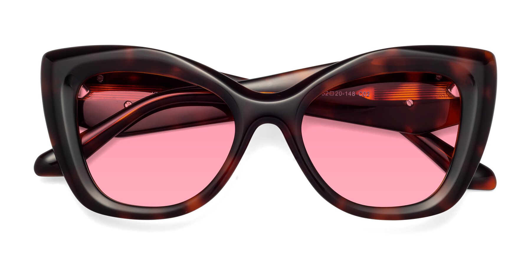 Folded Front of Riffe in Tortoise with Pink Tinted Lenses