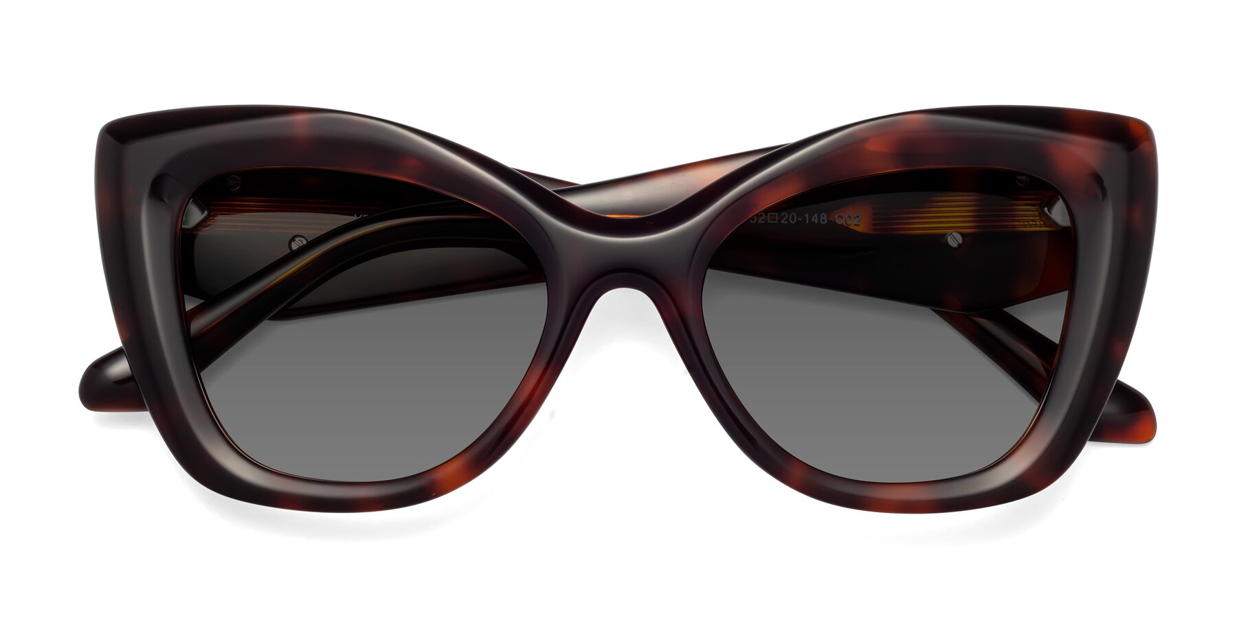 Folded Front of Riffe in Tortoise with Medium Gray Tinted Lenses