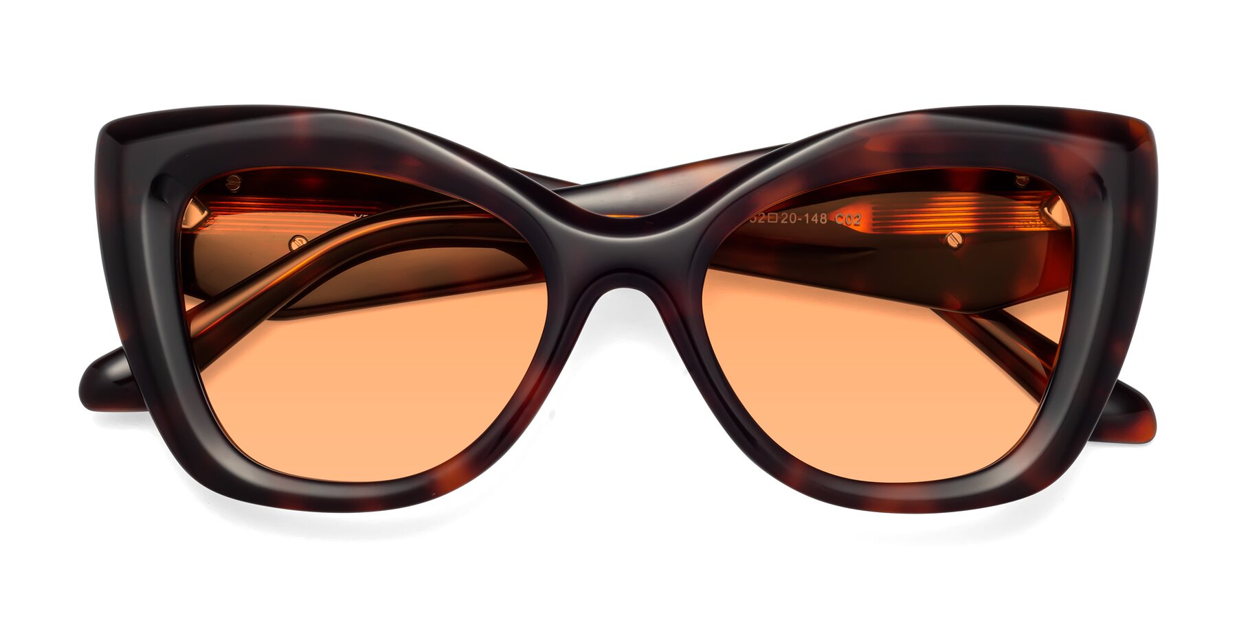 Folded Front of Riffe in Tortoise with Medium Orange Tinted Lenses