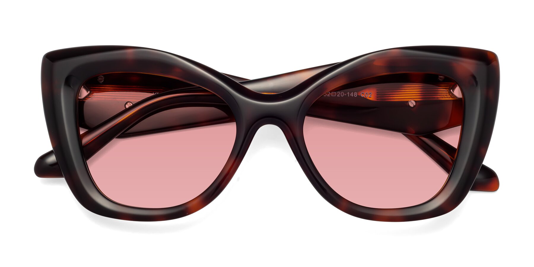 Folded Front of Riffe in Tortoise with Medium Garnet Tinted Lenses