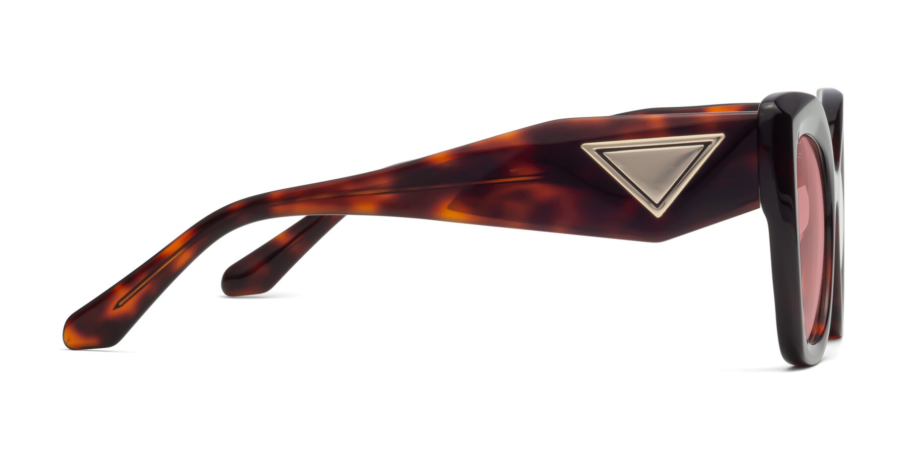 Side of Riffe in Tortoise with Medium Garnet Tinted Lenses