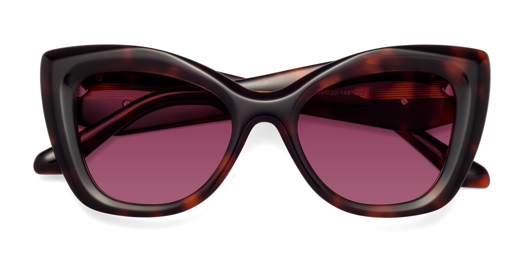 Folded Front of Riffe in Tortoise with Wine Tinted Lenses