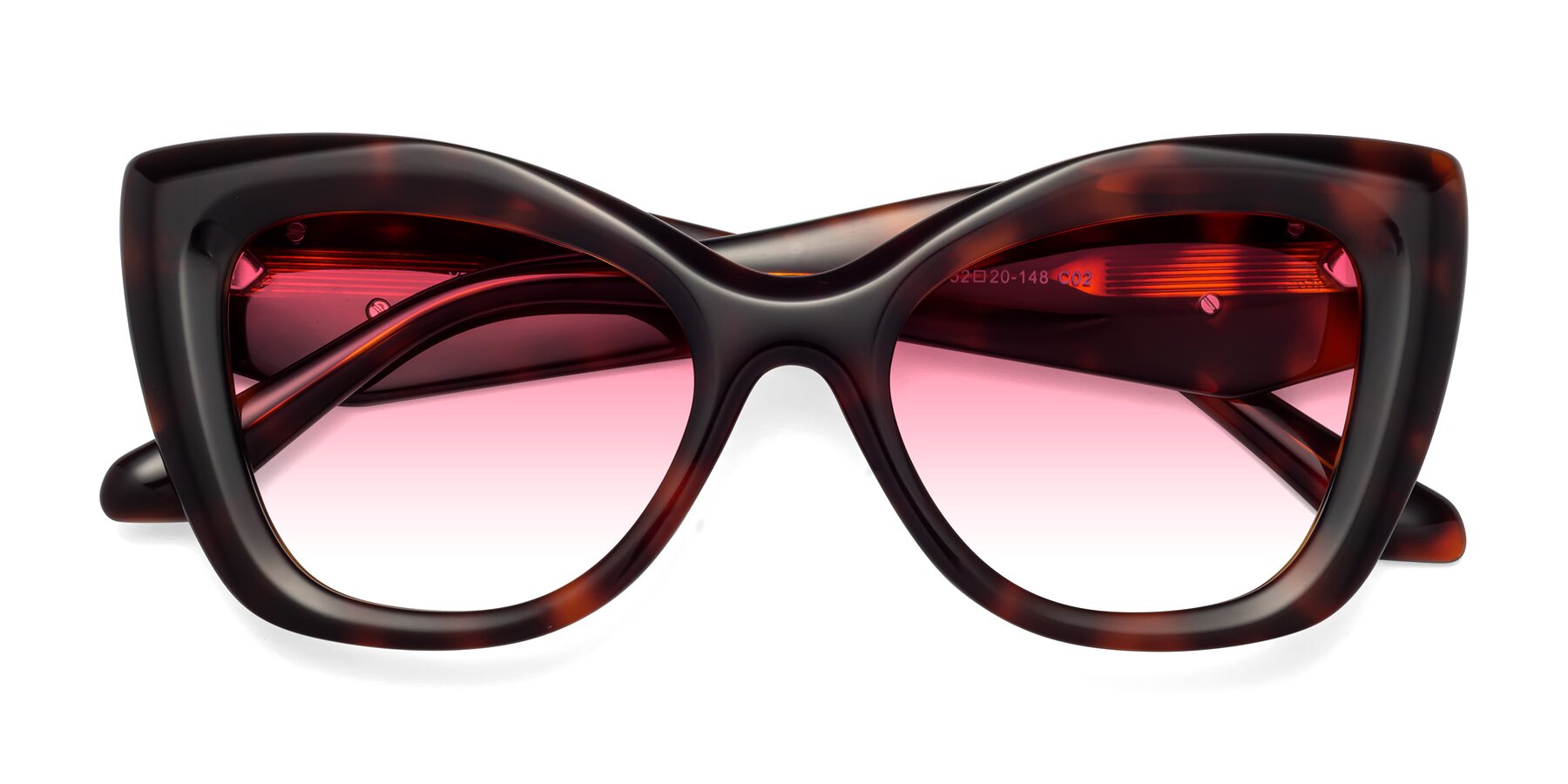 Folded Front of Riffe in Tortoise with Pink Gradient Lenses