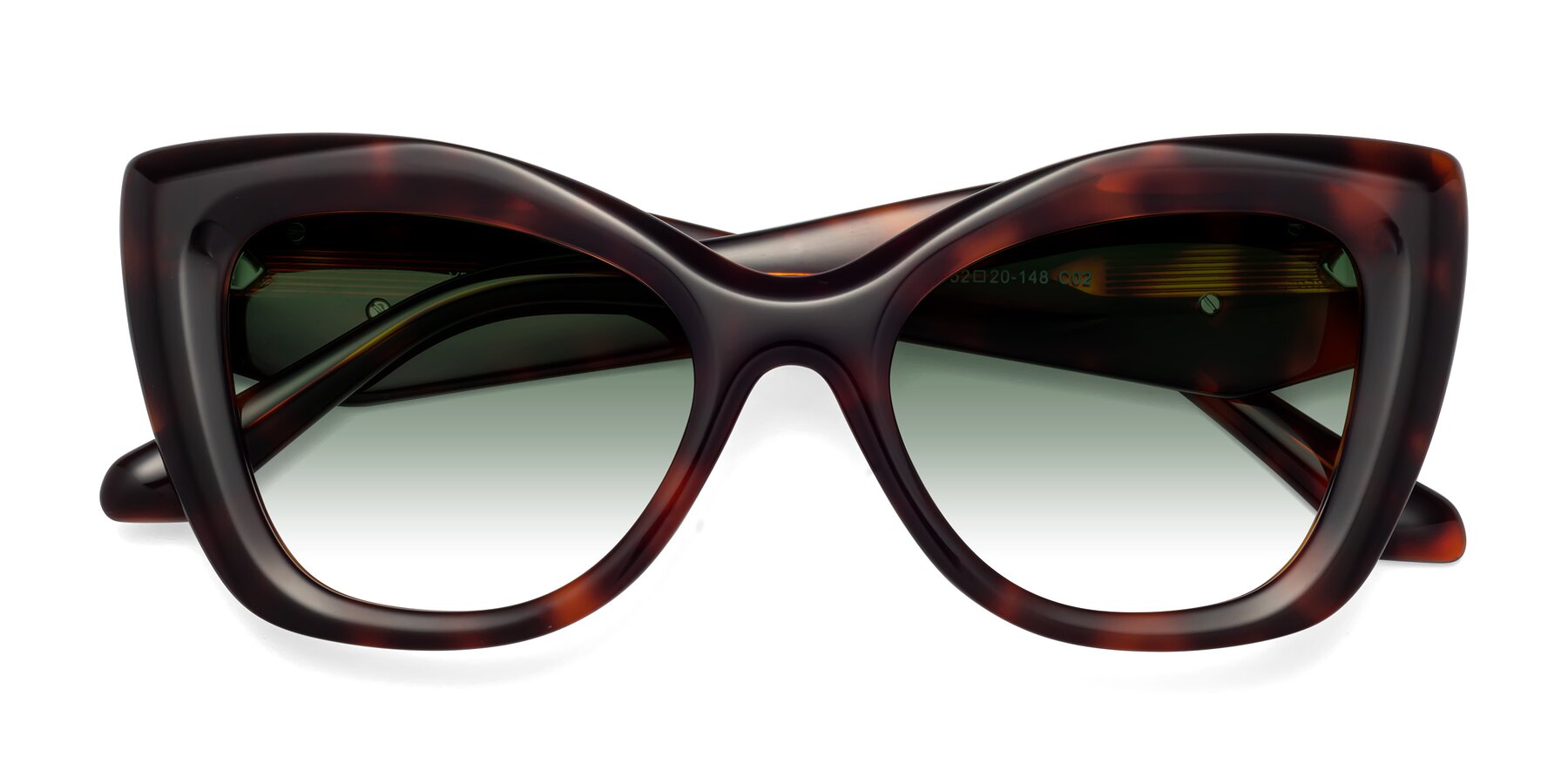 Folded Front of Riffe in Tortoise with Green Gradient Lenses