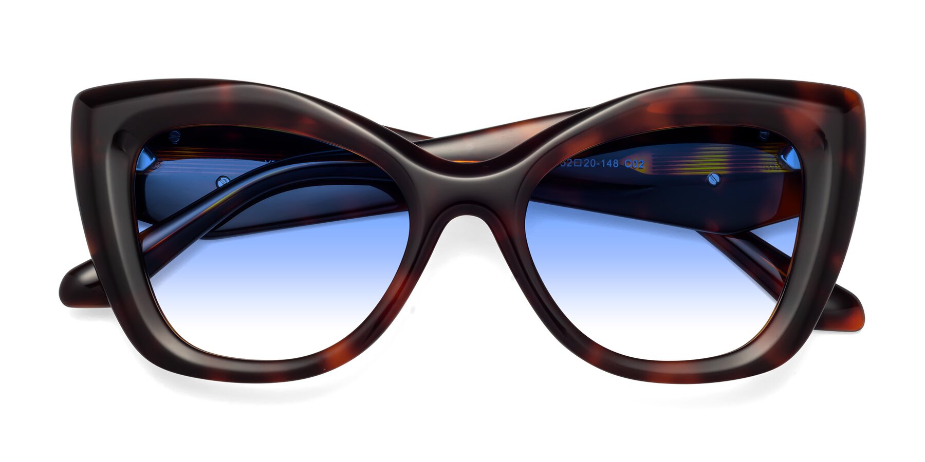 Folded Front of Riffe in Tortoise with Blue Gradient Lenses