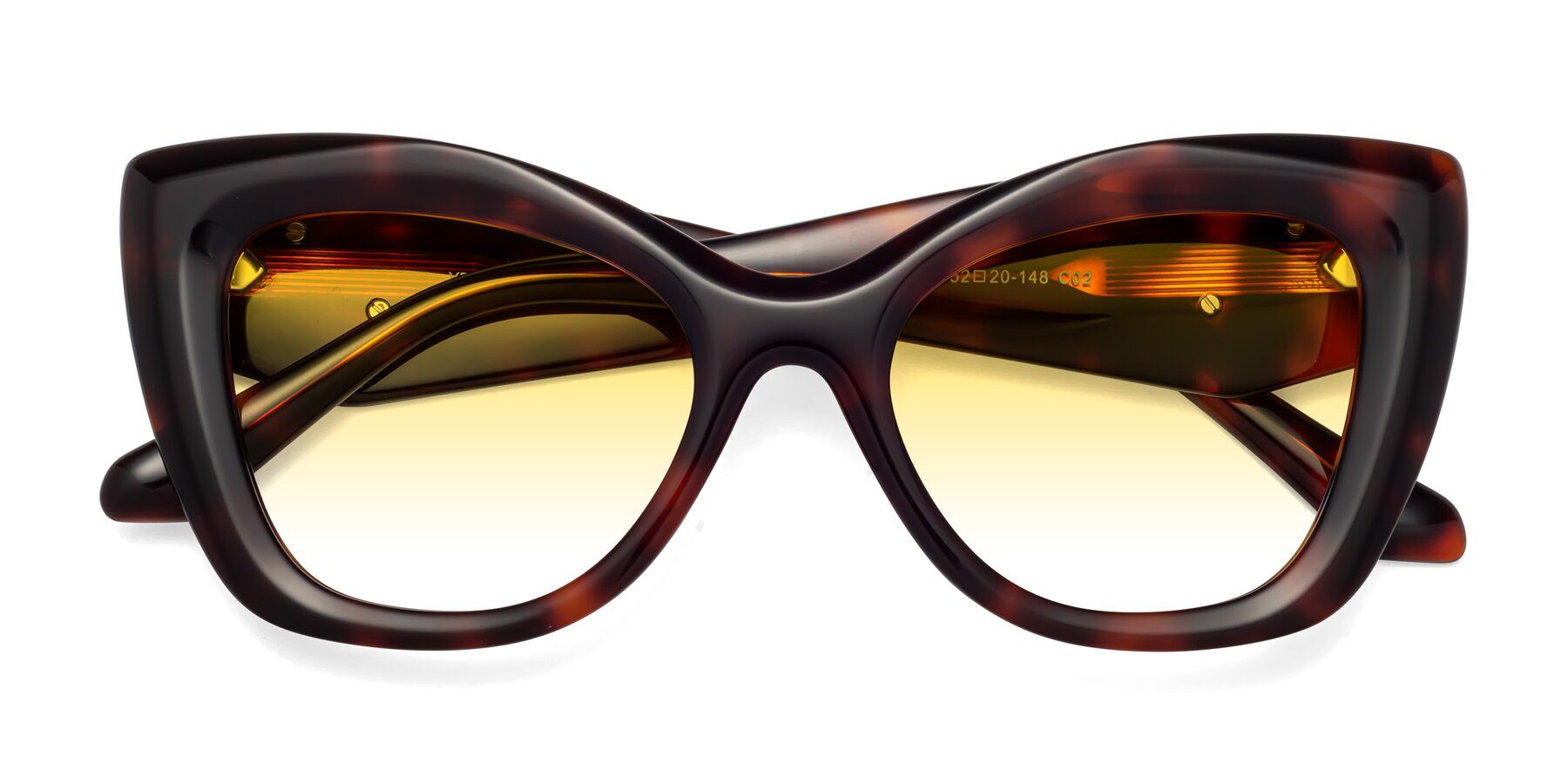 Folded Front of Riffe in Tortoise with Yellow Gradient Lenses