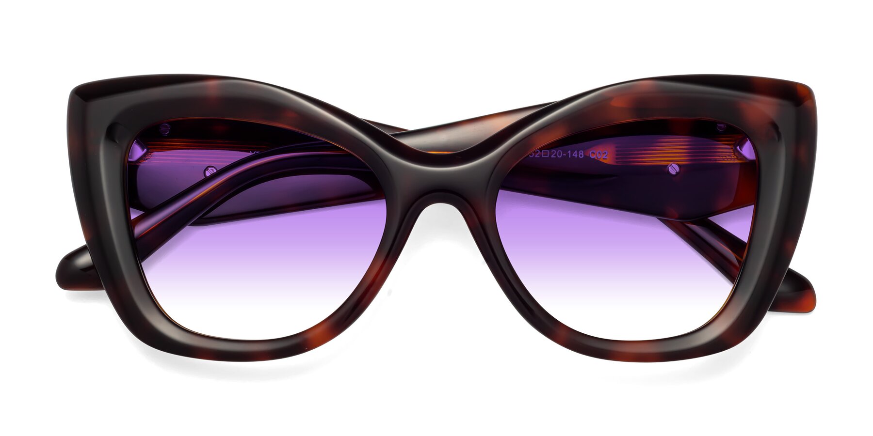 Folded Front of Riffe in Tortoise with Purple Gradient Lenses