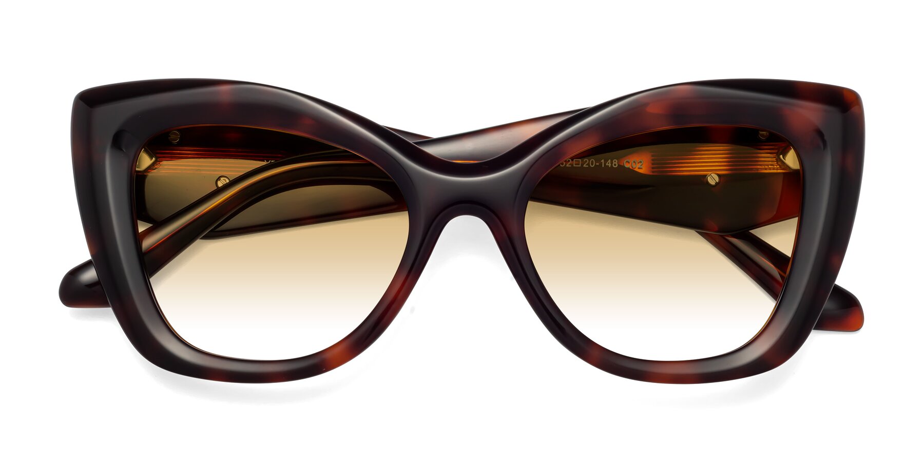 Folded Front of Riffe in Tortoise with Champagne Gradient Lenses