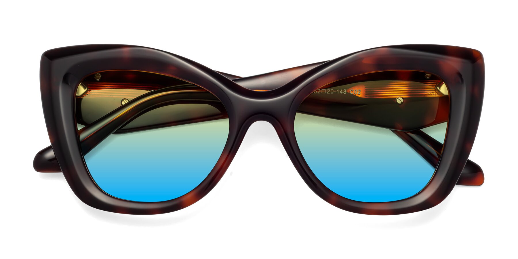 Folded Front of Riffe in Tortoise with Yellow / Blue Gradient Lenses