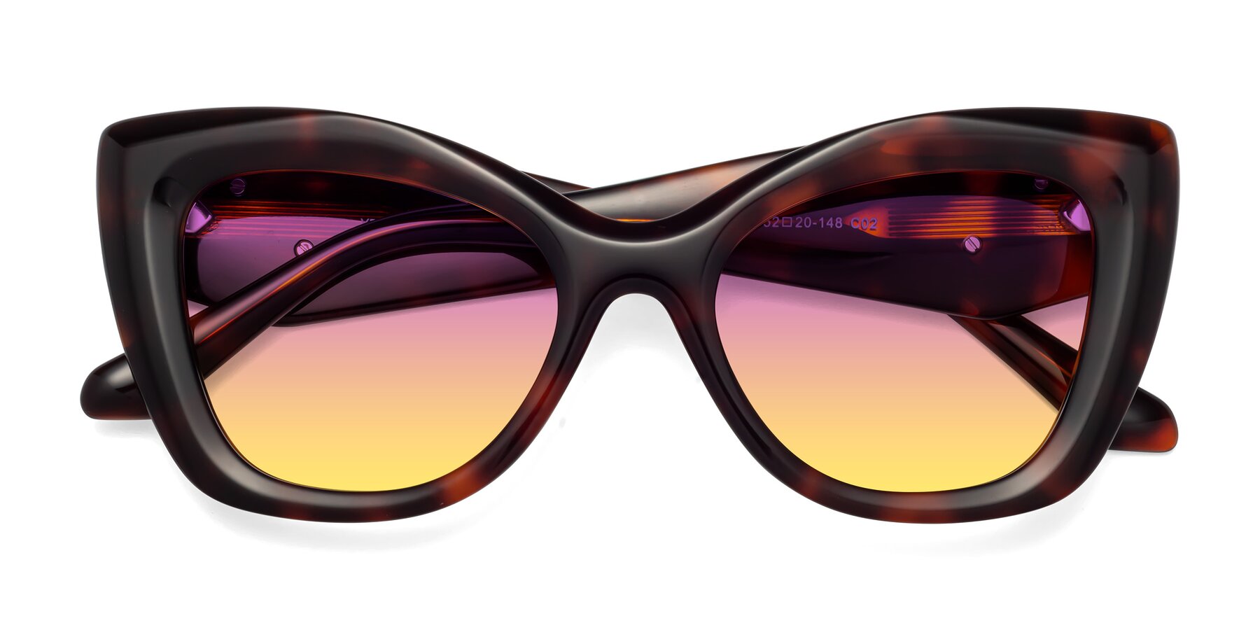 Folded Front of Riffe in Tortoise with Purple / Yellow Gradient Lenses