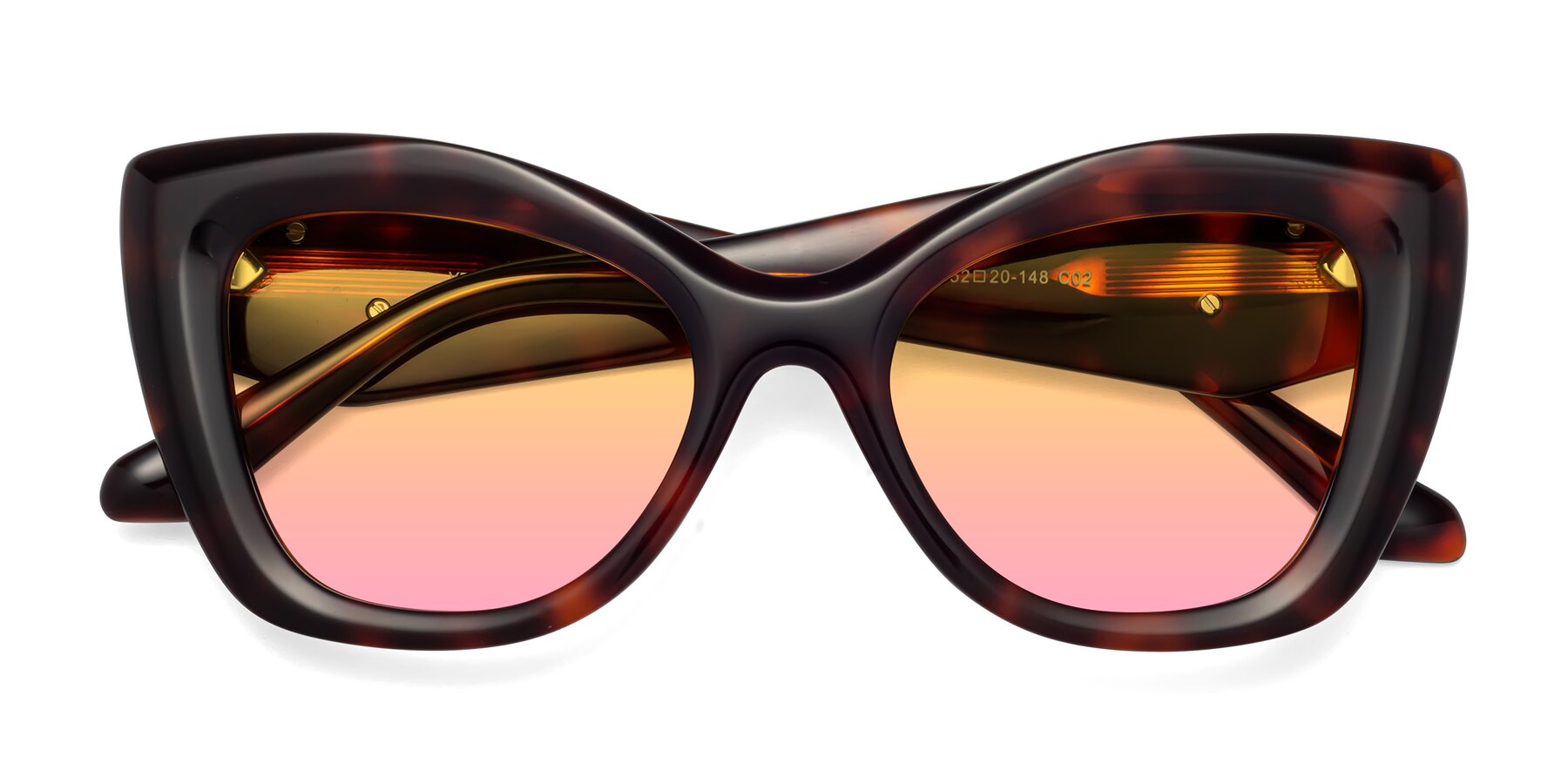 Folded Front of Riffe in Tortoise with Yellow / Pink Gradient Lenses