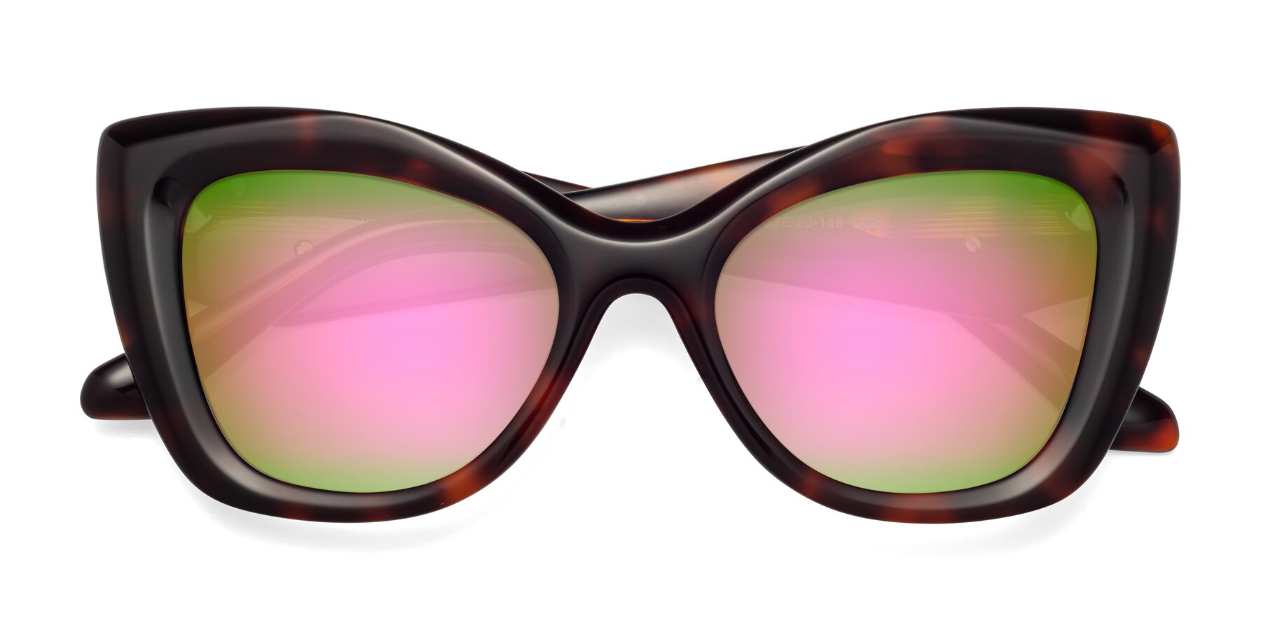 Folded Front of Riffe in Tortoise with Pink Mirrored Lenses