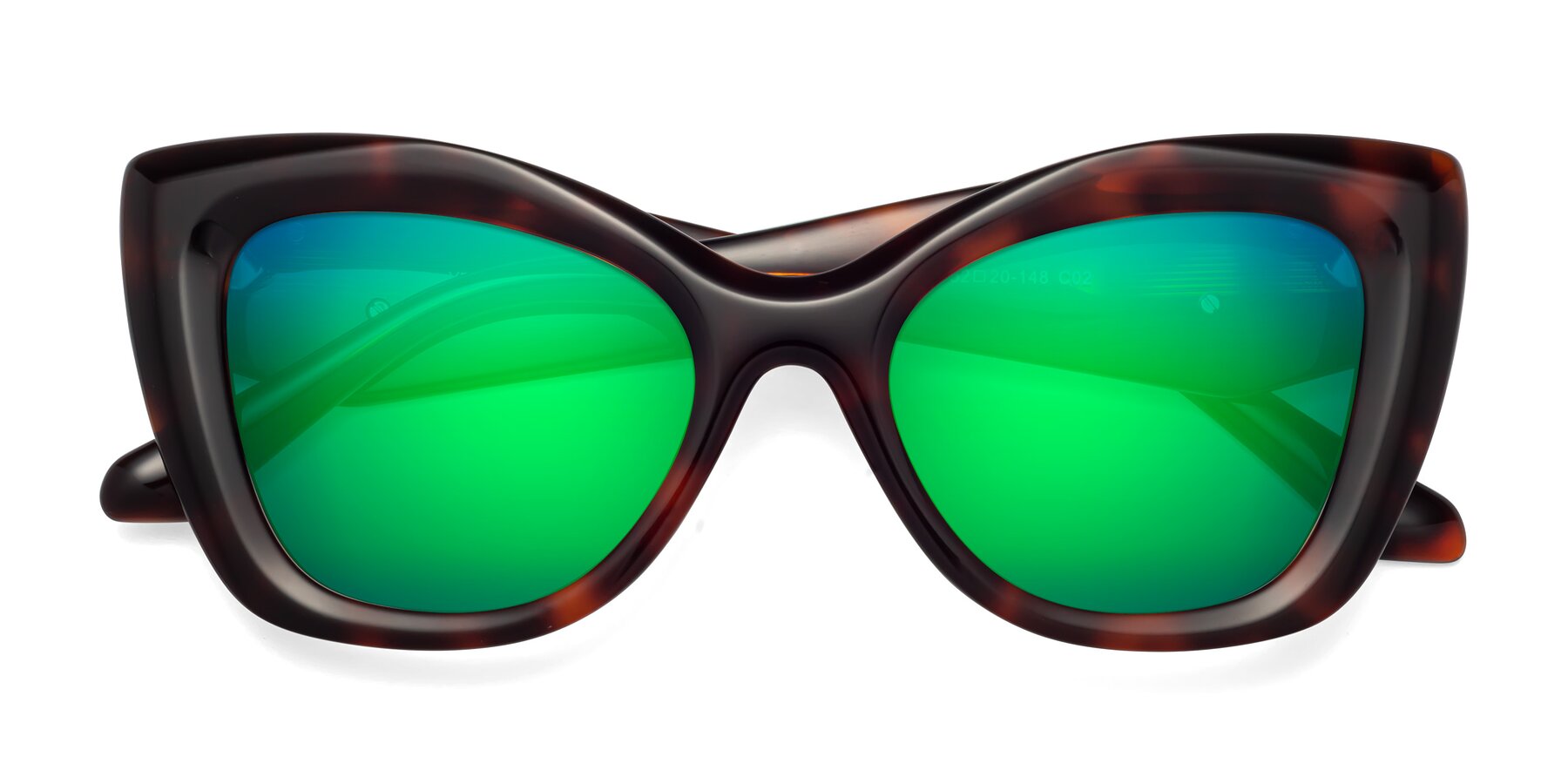 Folded Front of Riffe in Tortoise with Green Mirrored Lenses