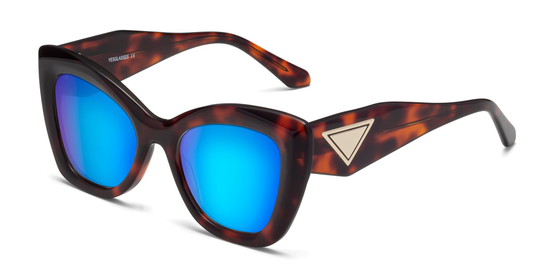 Angle of Riffe in Tortoise with Blue Mirrored Lenses
