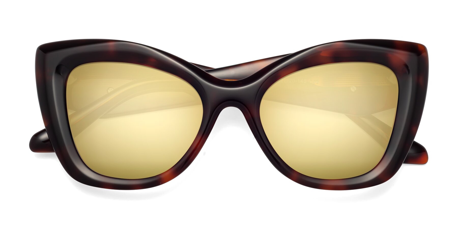 Folded Front of Riffe in Tortoise with Gold Mirrored Lenses