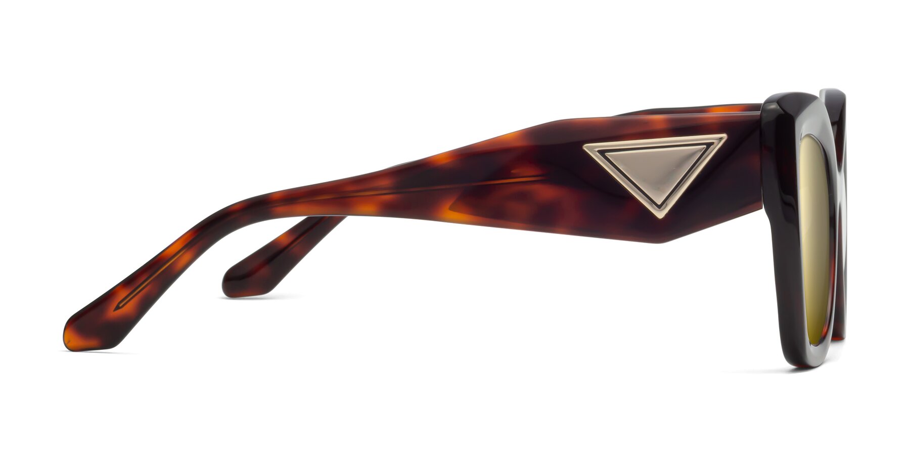 Side of Riffe in Tortoise with Gold Mirrored Lenses