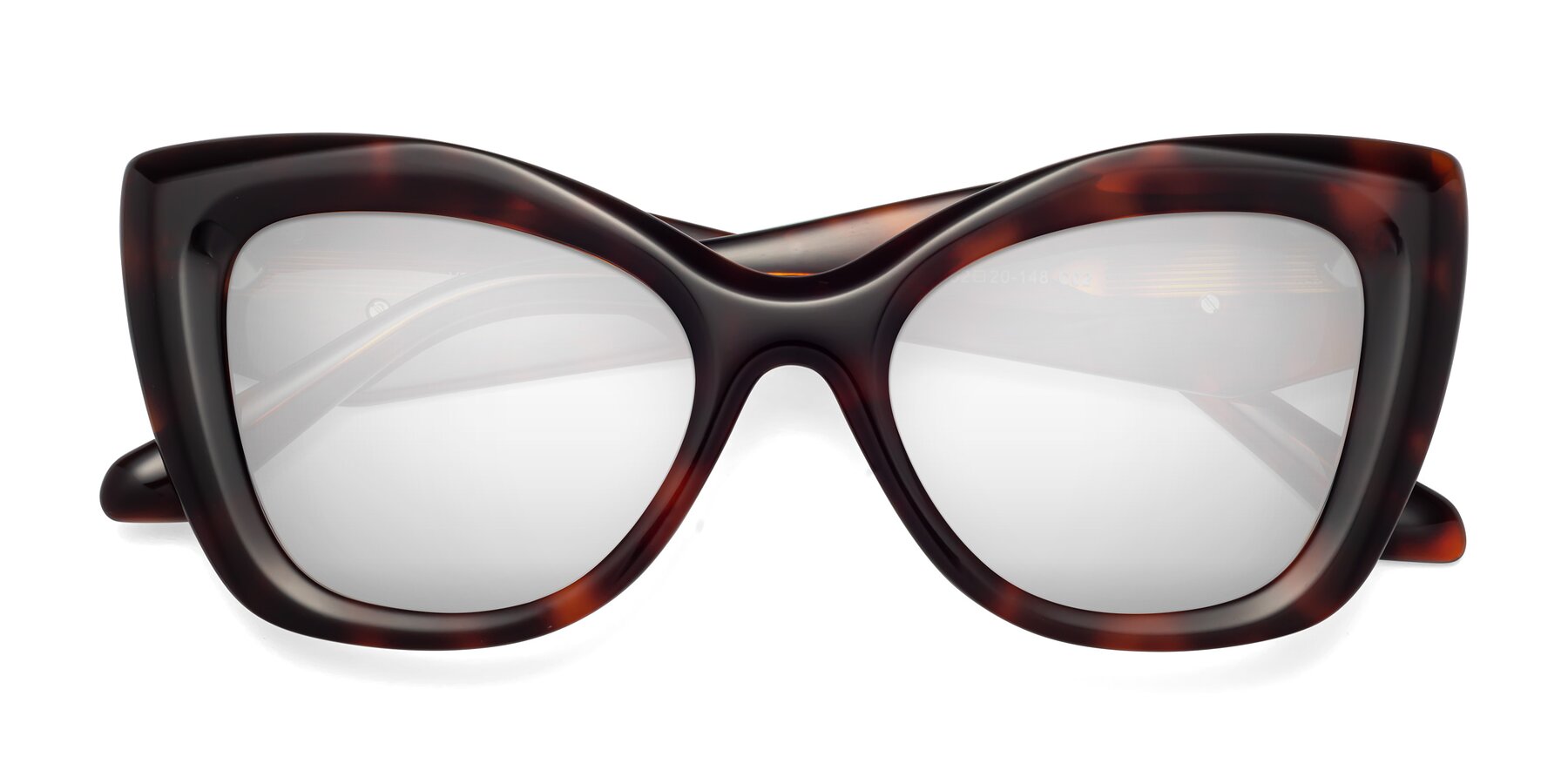 Folded Front of Riffe in Tortoise with Silver Mirrored Lenses