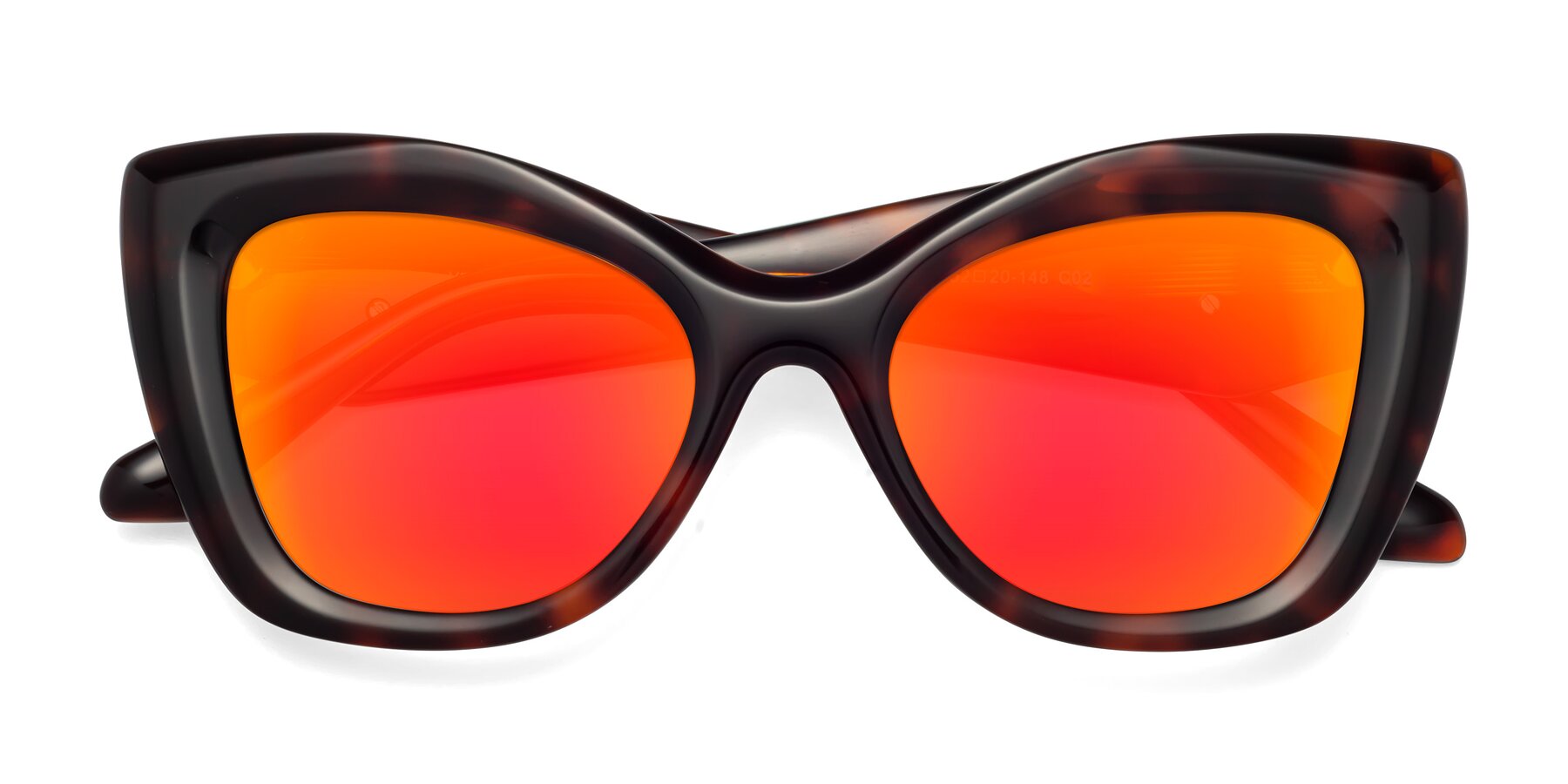 Folded Front of Riffe in Tortoise with Red Gold Mirrored Lenses