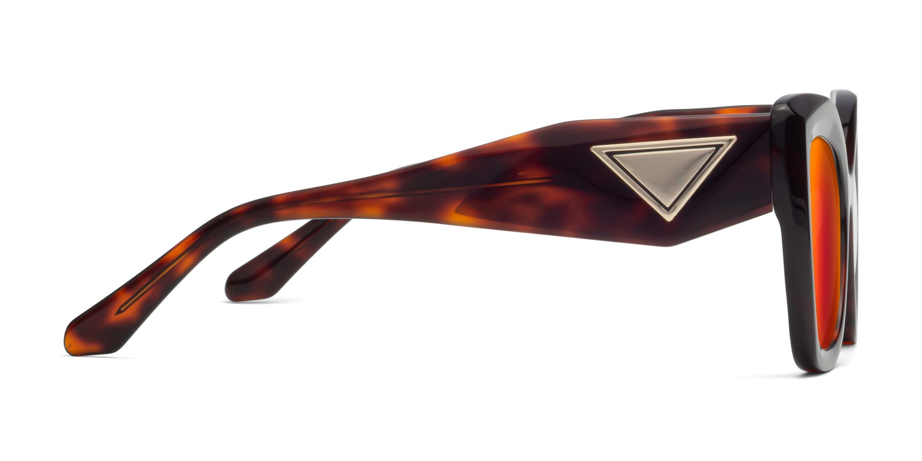 Side of Riffe in Tortoise with Red Gold Mirrored Lenses