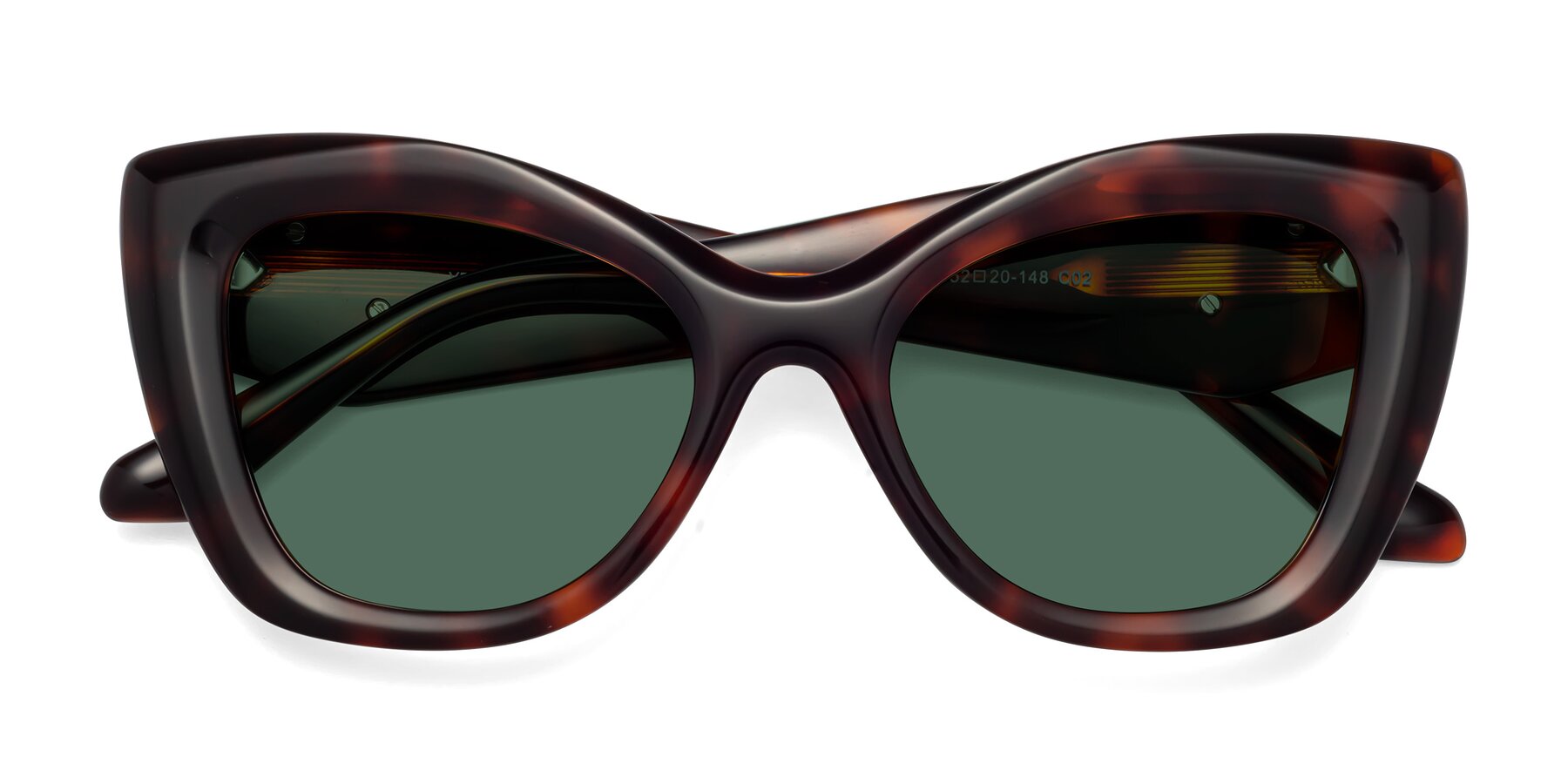 Folded Front of Riffe in Tortoise with Green Polarized Lenses