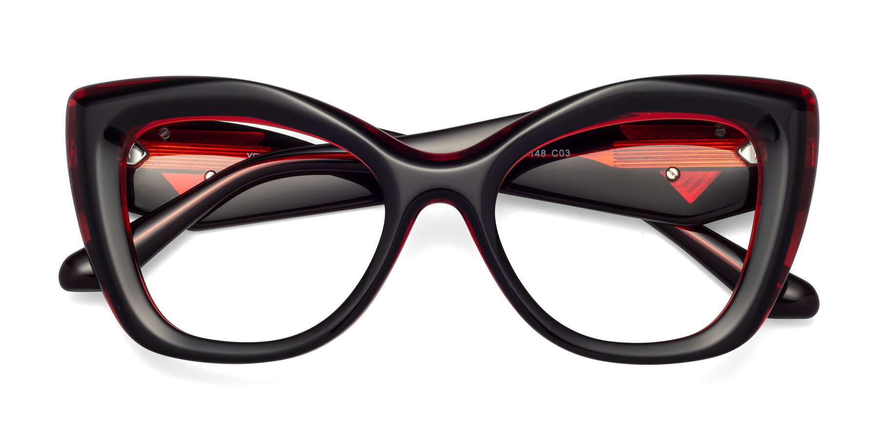 Folded Front of Riffe in Black-Wine with Clear Blue Light Blocking Lenses