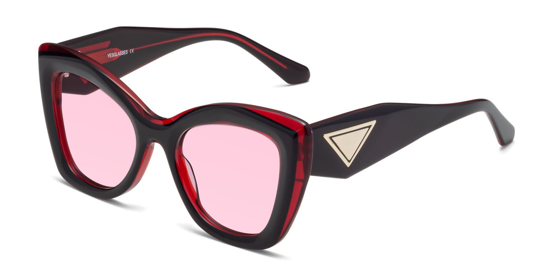 Angle of Riffe in Black-Wine with Light Pink Tinted Lenses