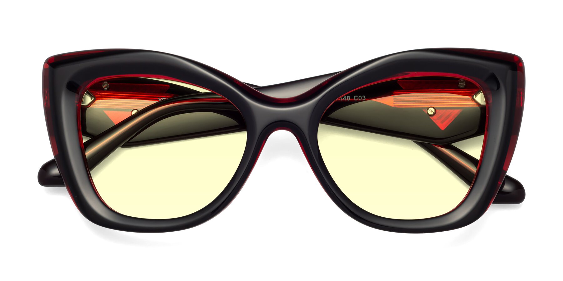 Folded Front of Riffe in Black-Wine with Light Yellow Tinted Lenses