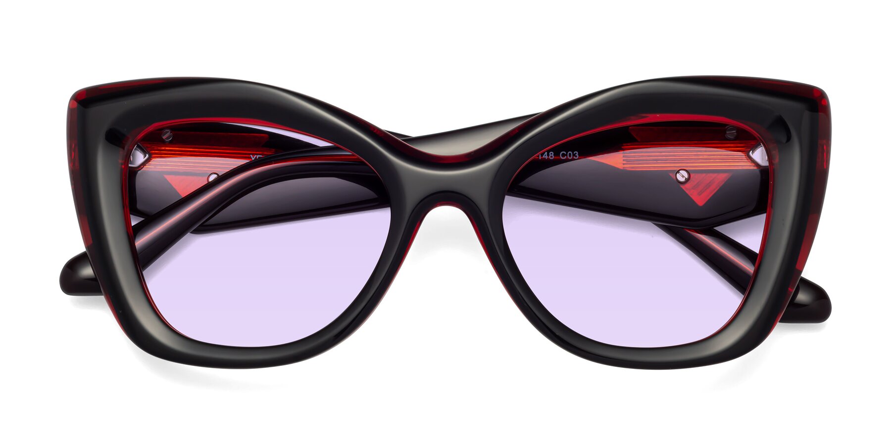 Folded Front of Riffe in Black-Wine with Light Purple Tinted Lenses