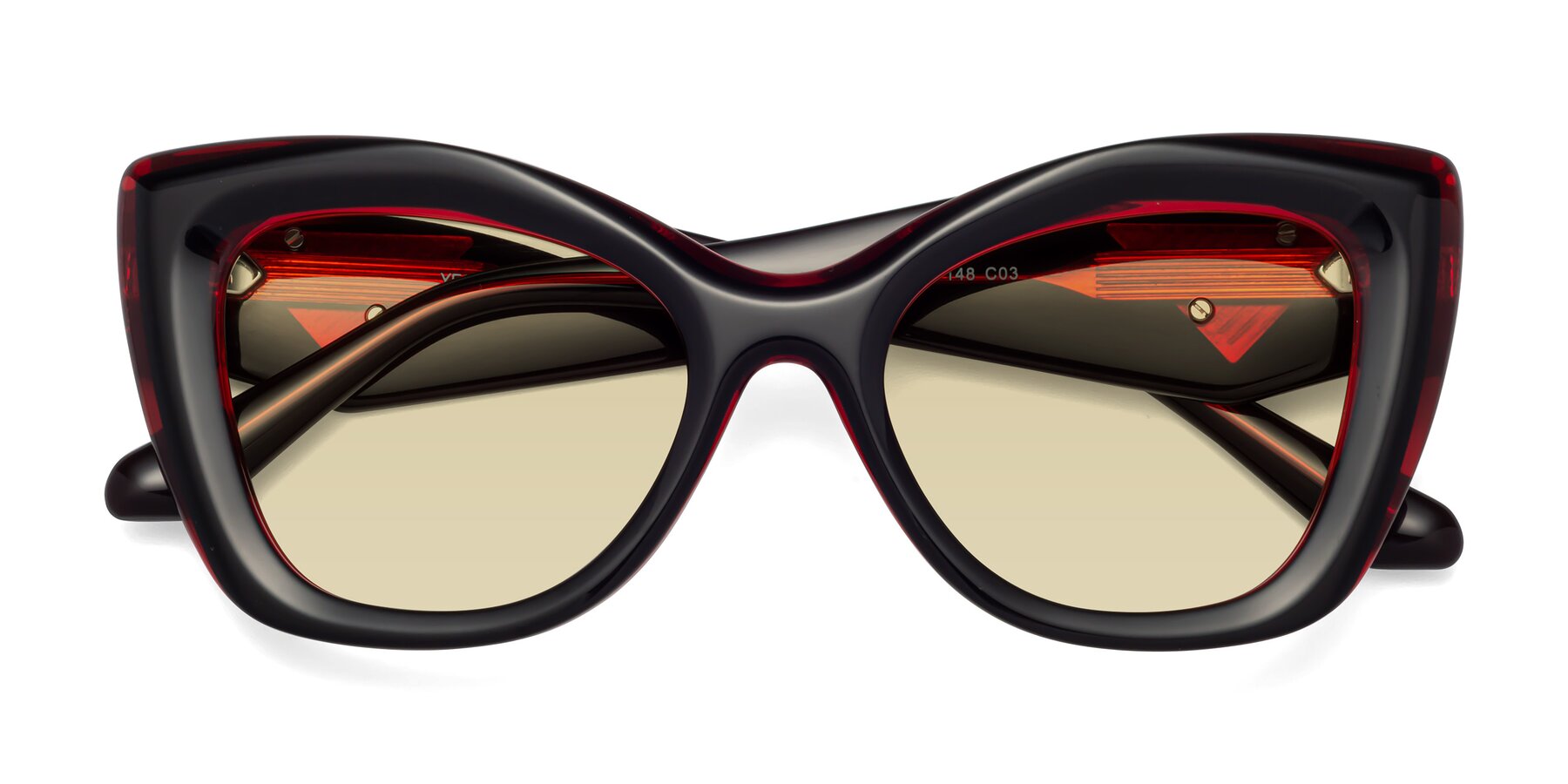 Folded Front of Riffe in Black-Wine with Light Champagne Tinted Lenses